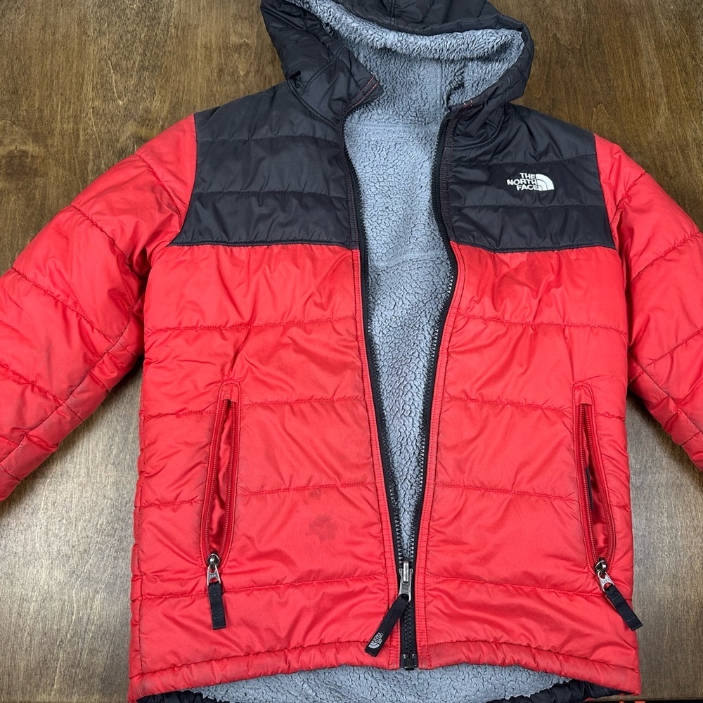The North Face Kids Reversible Red and Black Puffer Jacket
